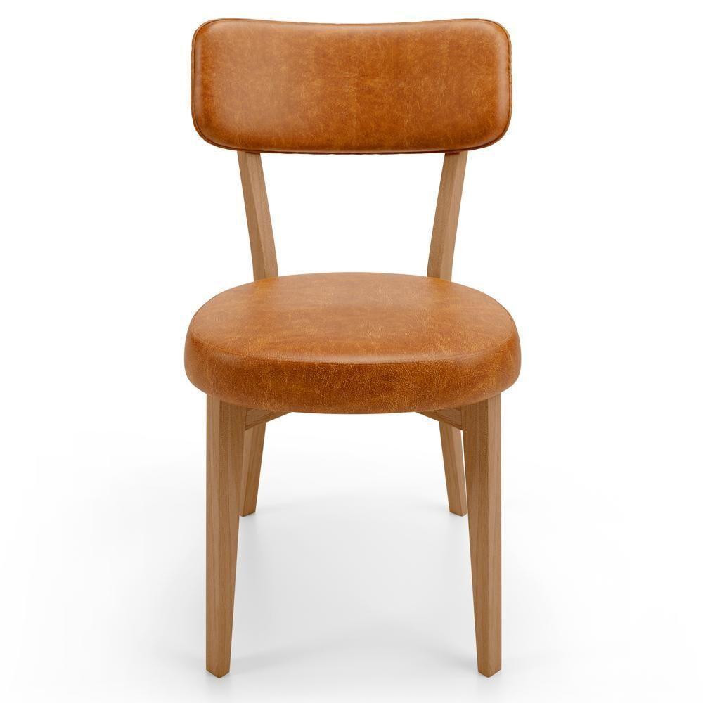 Kit 04 Cadeiras Decorativa Estofada Sala De Jantar Base Madeira Roy L02 Couríssimo Canela - Lyam - 3