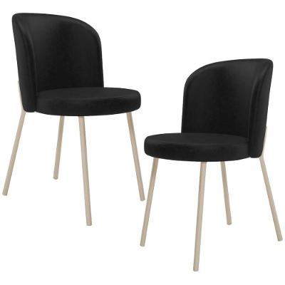 Kit 02 Cadeiras Para Sala De Jantar Cozinha Estofada Gavi Arena L02 Couríssimo Preto - Lyam Decor