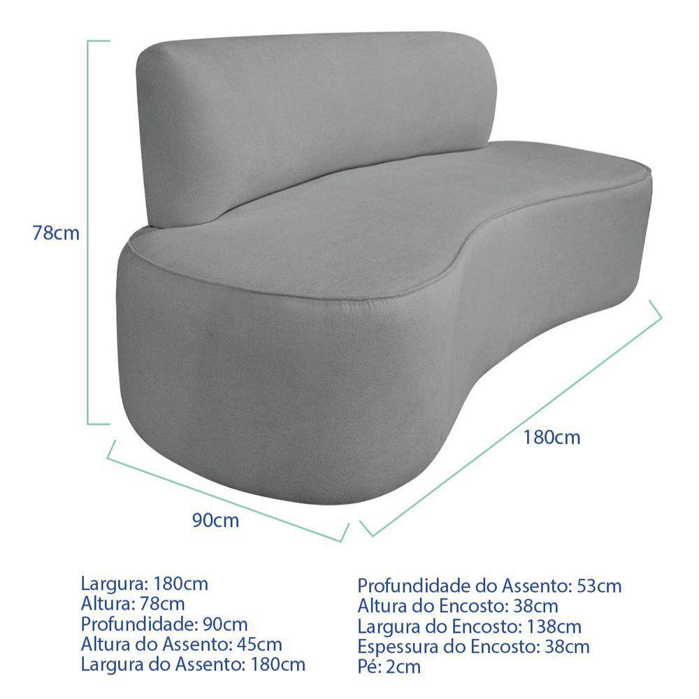 Kit Recamier Curvo Amsterdã 180cm E 2 Poltronas Amore Luxo Bouclé Cor Cinza - 8