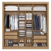 Guarda Roupa Casal Ibiza 3 Portas Capuccino Cacau Off White Flex E Cômoda Com Porta Aurora Cappuccino - Thb