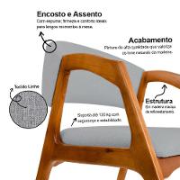 Conjunto Com 6 Cadeiras De Jantar Estofada Gabriela Cerejeira Linho Cinza - 3