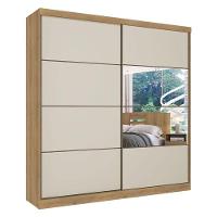 Guarda Roupa Casal Malaga Glass 2 Portas Capuccino Off White Acetinado E Cômoda Gaveteiro Condessa Capuccino - Thb - 2