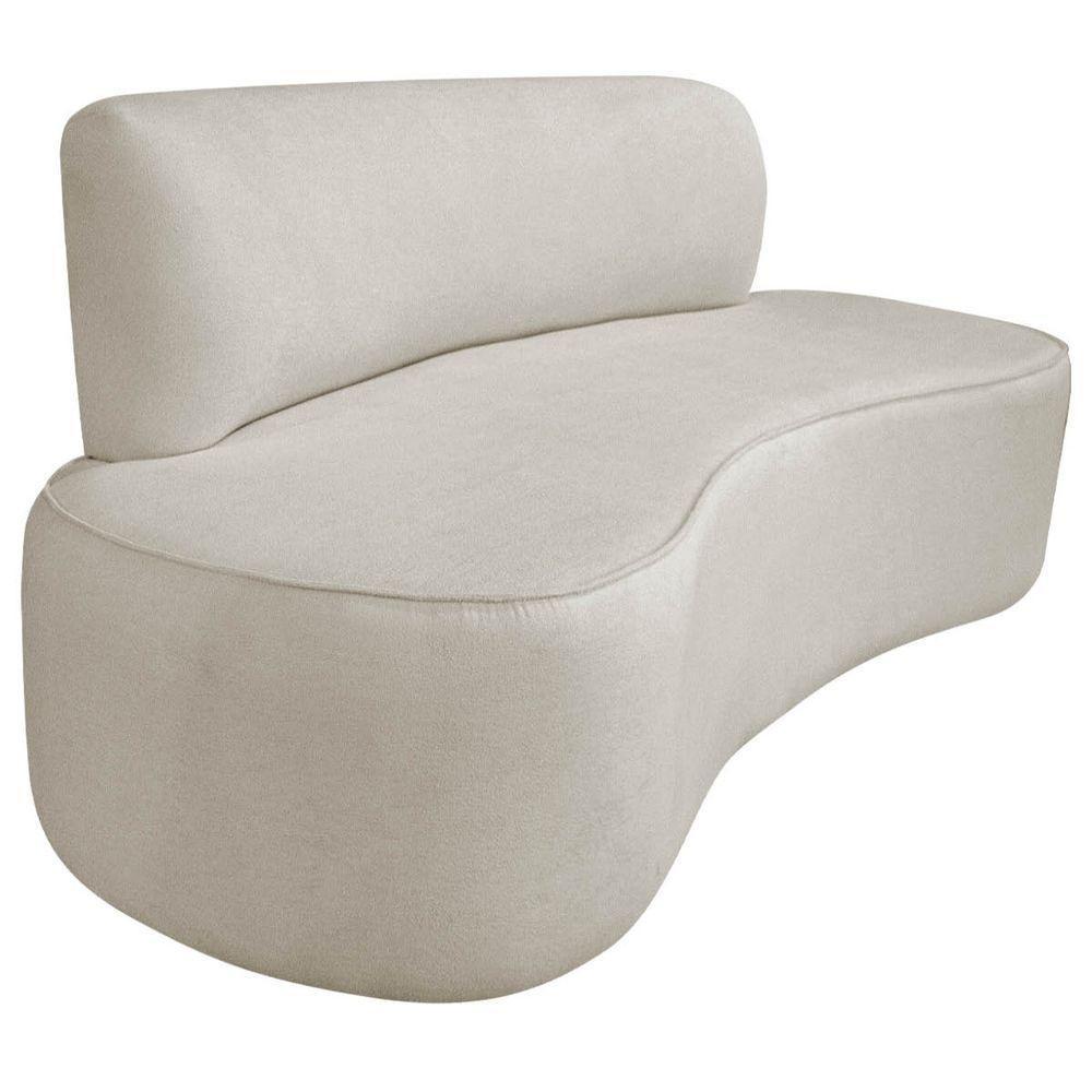 Kit Recamier Curvo Amsterdã 130cm E Poltrona Amore Luxo Linho Cor Bege - 7