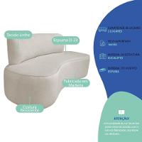 Kit Recamier Curvo Amsterdã 130cm E Poltrona Amore Luxo Linho Cor Bege