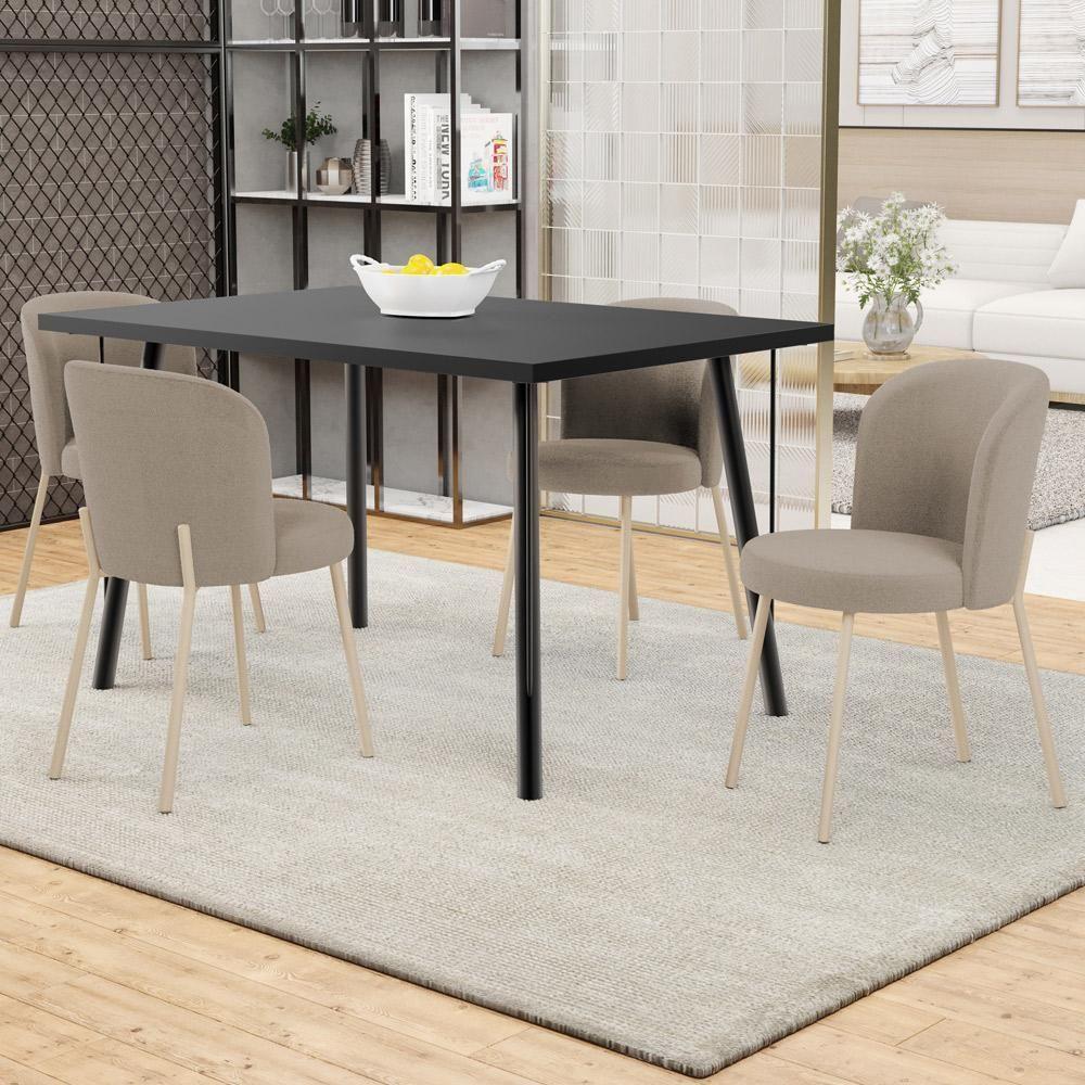 Kit 05 Cadeiras Para Sala De Jantar Cozinha Estofada Gavi Arena L02 Bouclê Bege - Lyam Decor - 2