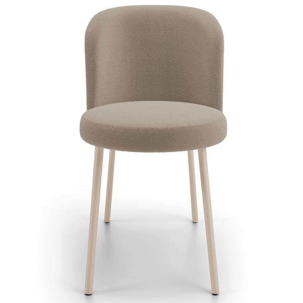 Kit 05 Cadeiras Para Sala De Jantar Cozinha Estofada Gavi Arena L02 Bouclê Bege - Lyam Decor - 3