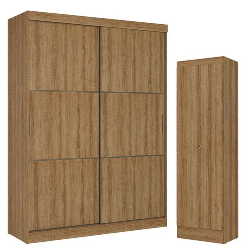Guarda Roupa Casal Comfort 2 Portas Almendra Acetinado E Multiuso Space Almendra - Thb - 1