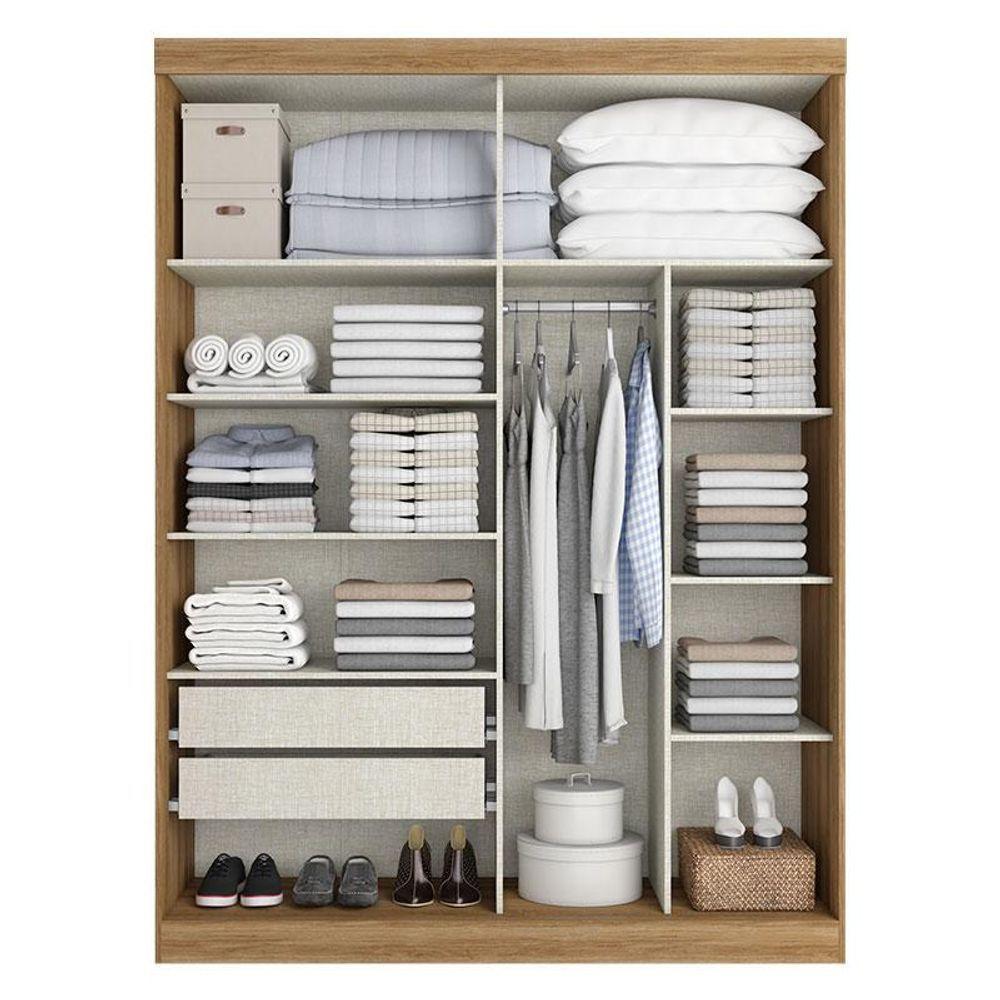 Guarda Roupa Casal Comfort 2 Portas Almendra Acetinado E Multiuso Space Almendra - Thb - 3