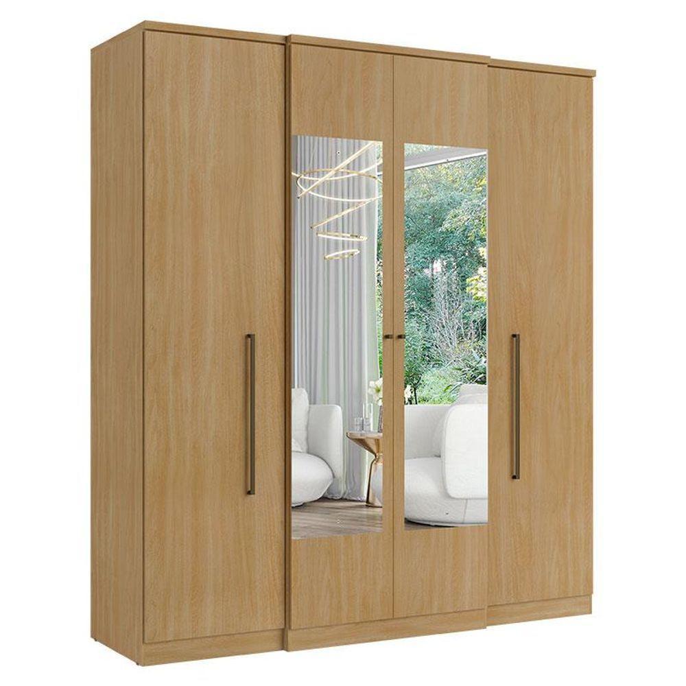 Guarda Roupa Casal Splendore Glass 4 Portas Nogal Acetinado - Thb - 1