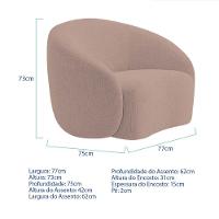 Kit Recamier Curvo Amsterdã 120cm E Poltrona Amore Luxo Linho Cor Rosê - 8