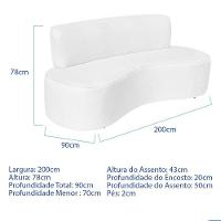 Sofá Curvo 4 Lugares Amsterdã 200cm Suede Cor Branco - 2