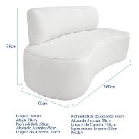 Kit Recamier Curvo Amsterdã 160cm E 2 Poltronas Amore Luxo Bouclé Cor Branco - 3