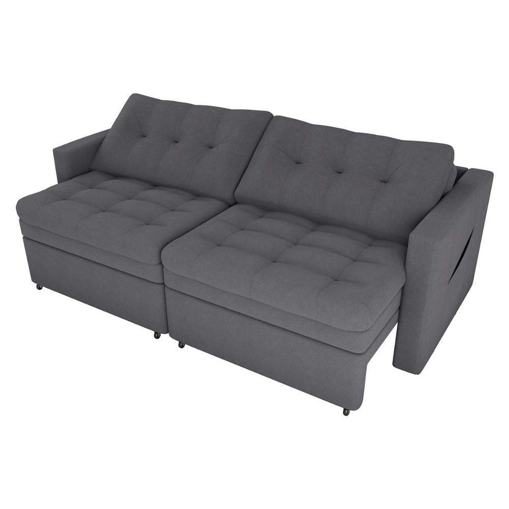Sofá Cama Reclinável 2 Lugares 220cm Nayla Boucle Cinza Matrix Boucle Cinza - 2