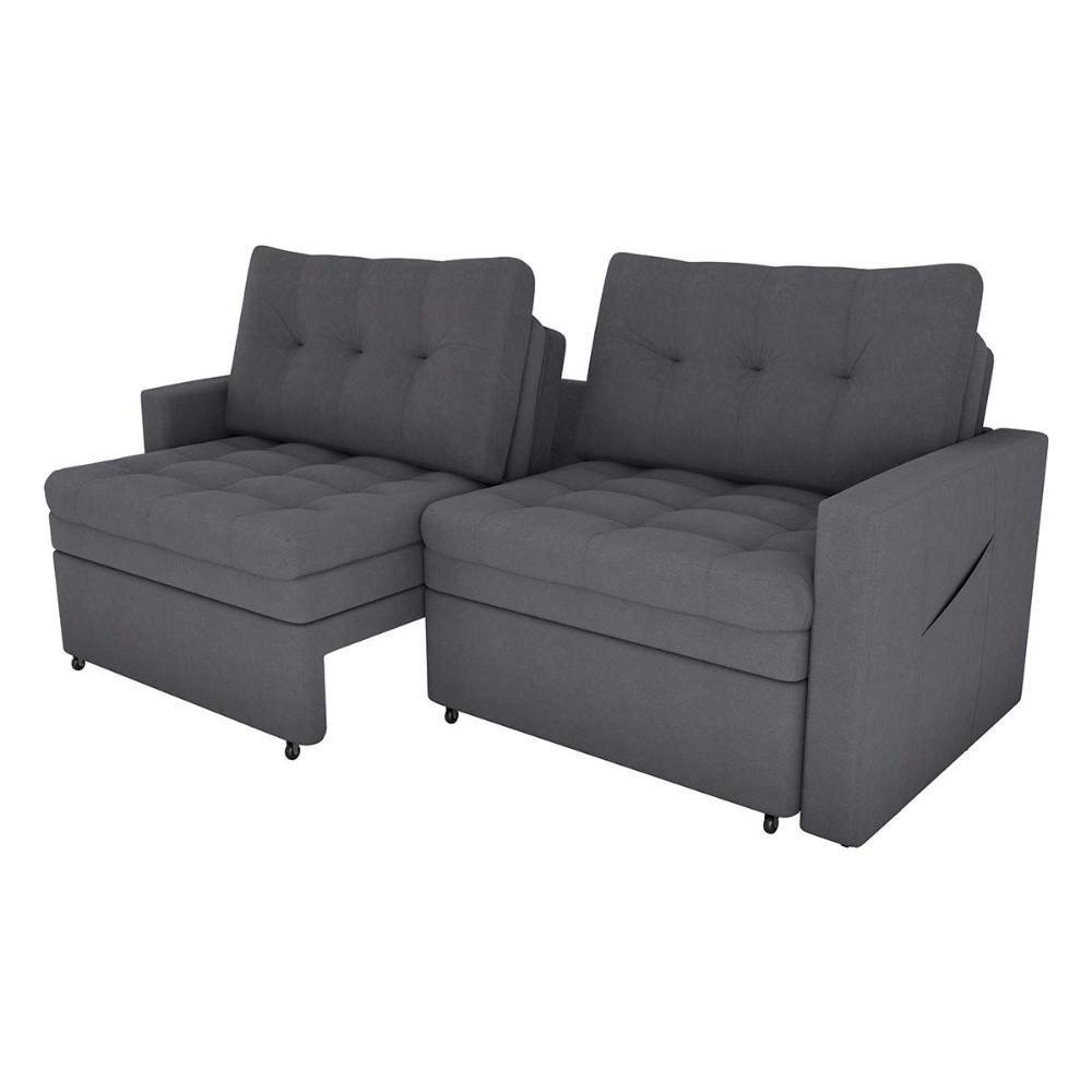 Sofá Cama Reclinável 2 Lugares 220cm Nayla Boucle Cinza Matrix Boucle Cinza - 4