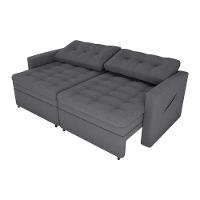 Sofá Cama Reclinável 2 Lugares 220cm Nayla Boucle Cinza Matrix Boucle Cinza - 3