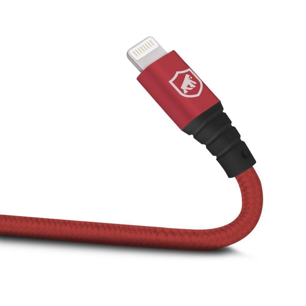 Cabo Tech Proof Vermelho ( Iphone / Ipad ) Lightning 1,2M (Mfi Homologado) - Gshield - 2