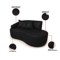 Sofá 2 Lugares Orgânico 140 Cm Morgan Sintético Pu D03 - D'rossi Preto - 3