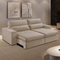 Sofá Retrátil E Reclinável Bee 2,30 M Veludo Cor Bege 2137 Usb Com Kit Usb - 1