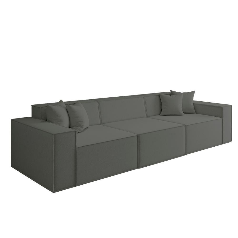 Sofá Luma 3 Lugares 2,75m Com Chaise Compactair - Balaqui Grafite - 6