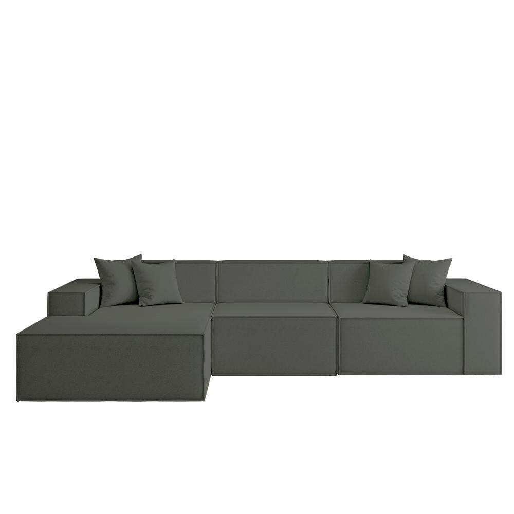 Sofá Luma 3 Lugares 2,75m Com Chaise Compactair - Balaqui Grafite - 7