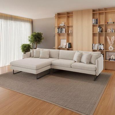 Sofá Jade Com Chaise Lateral Esquerda 2,84m Em Linho Cor Cru 2520