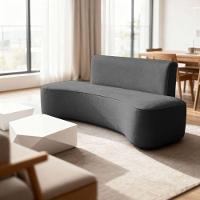 Sofá Forma Orgânico 3 Lugares Recepção Sala Curvo Escritório Cinza Escuro - 1