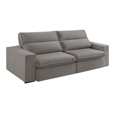 Sofá Retrátil E Reclinável Bee 2,50 M Veludo Cor Cinza 2103 Usb Sem Kit Usb