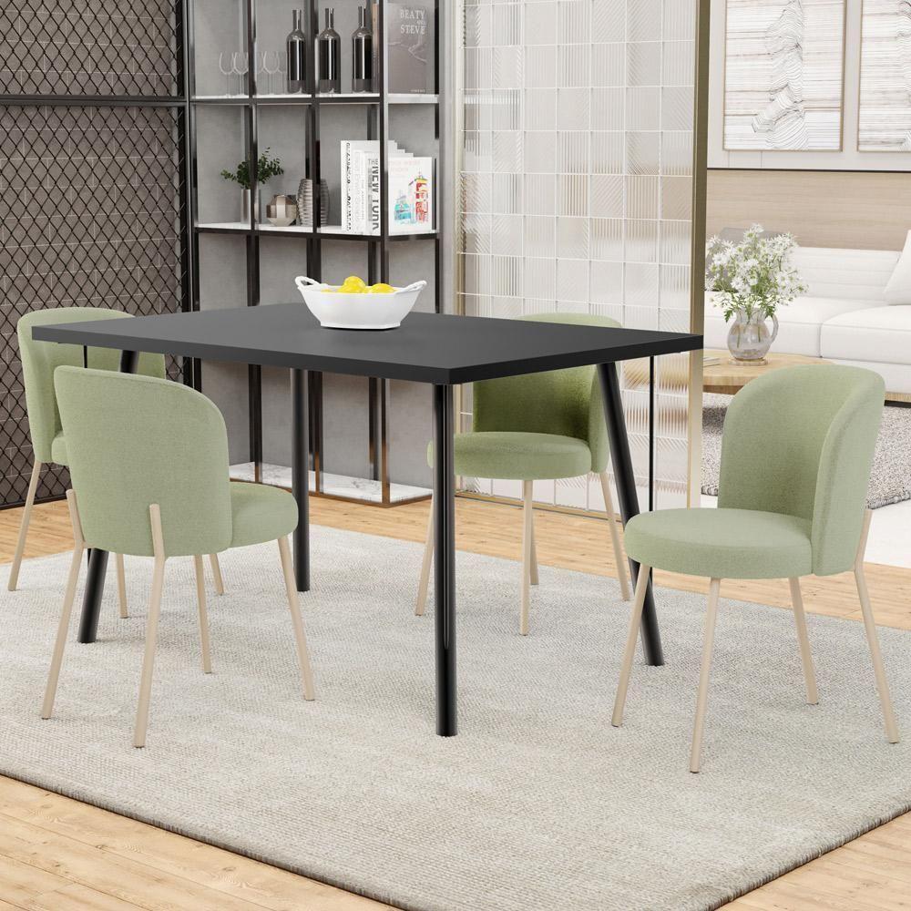 Kit 06 Cadeiras Para Sala De Jantar Cozinha Estofada Gavi Arena L02 Bouclê Oliva - Lyam Decor - 2