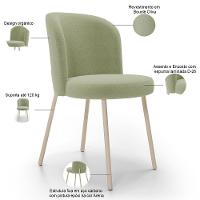 Kit 06 Cadeiras Para Sala De Jantar Cozinha Estofada Gavi Arena L02 Bouclê Oliva - Lyam Decor - 3