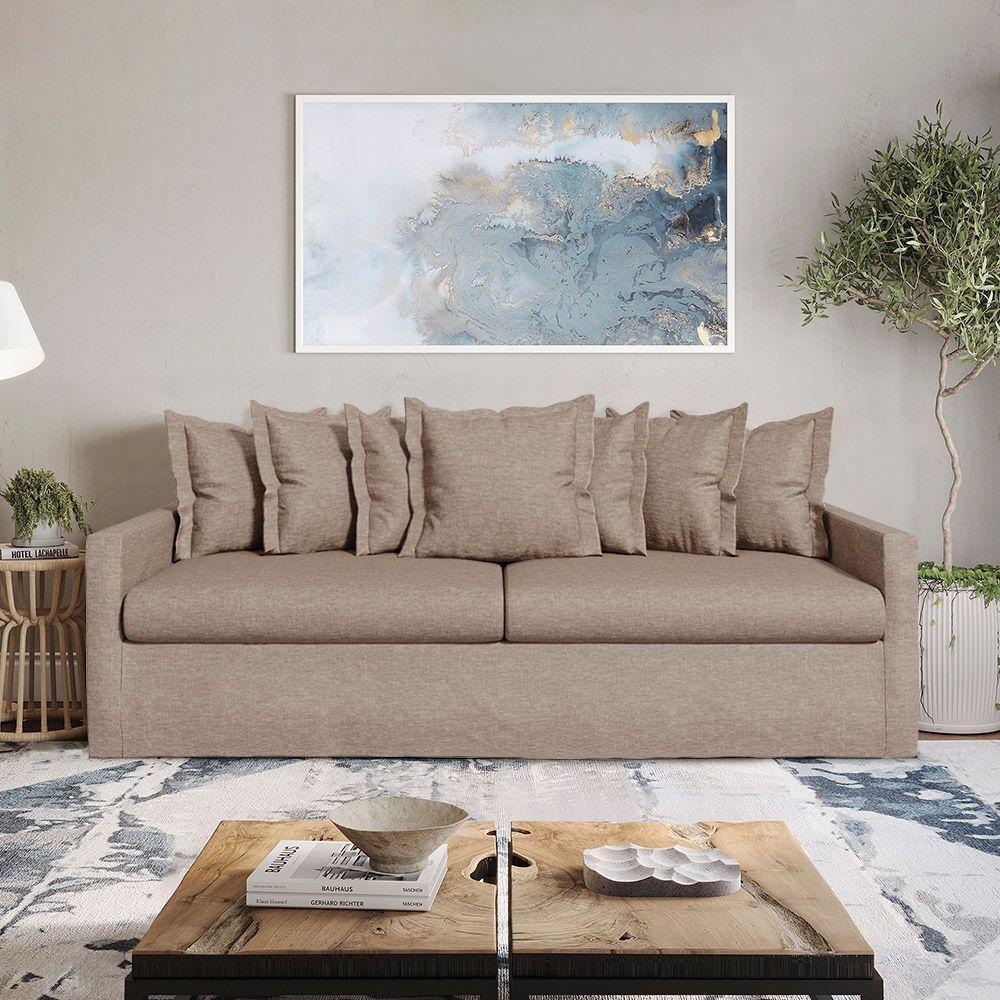 Sofá Living Laguna 2,40m Com Capa Removível Lavável Cor Bege Claro 2251 - 1