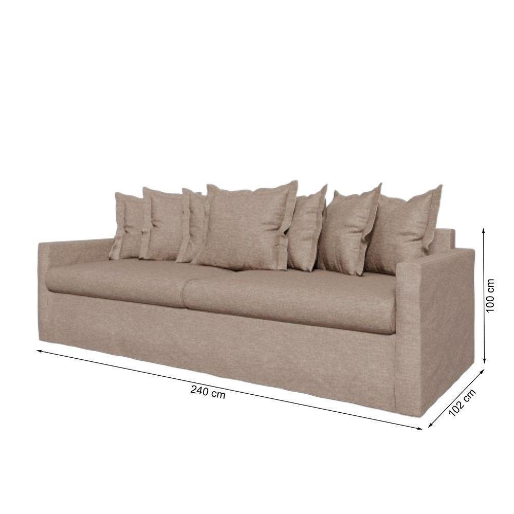 Sofá Living Laguna 2,40m Com Capa Removível Lavável Cor Bege Claro 2251 - 6