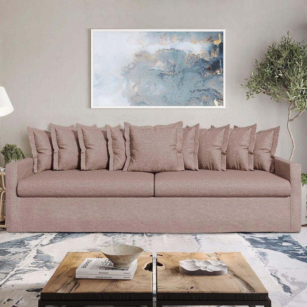 Sofá Living Laguna 2,80m Com Capa Removível Lavável Cor Bege Escuro 2253 - 1