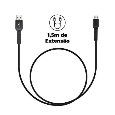 Cabo Dual Shock Micro Usb V8 Preto - 1,2M - Gshield