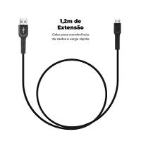 Cabo Dual Shock Micro Usb V8 Preto - 1,2M - Gshield - 6
