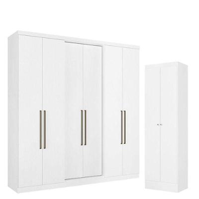 Guarda Roupa Casal Presence 6 Portas Branco Acetinado E Multiuso Space Branco - Thb
