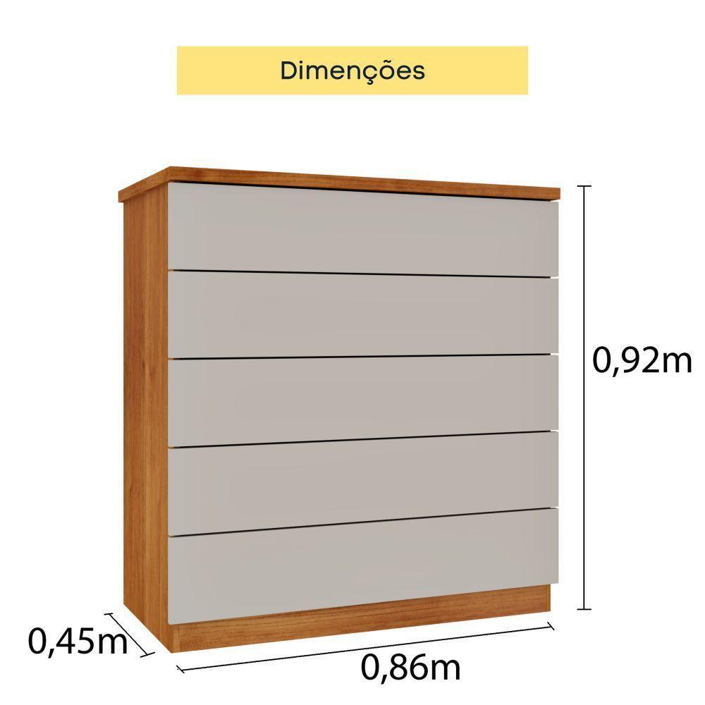 Cômoda Premium 5 Gavetas Cinamomo-off - 5