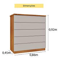 Cômoda Premium 5 Gavetas Cinamomo-off - 5