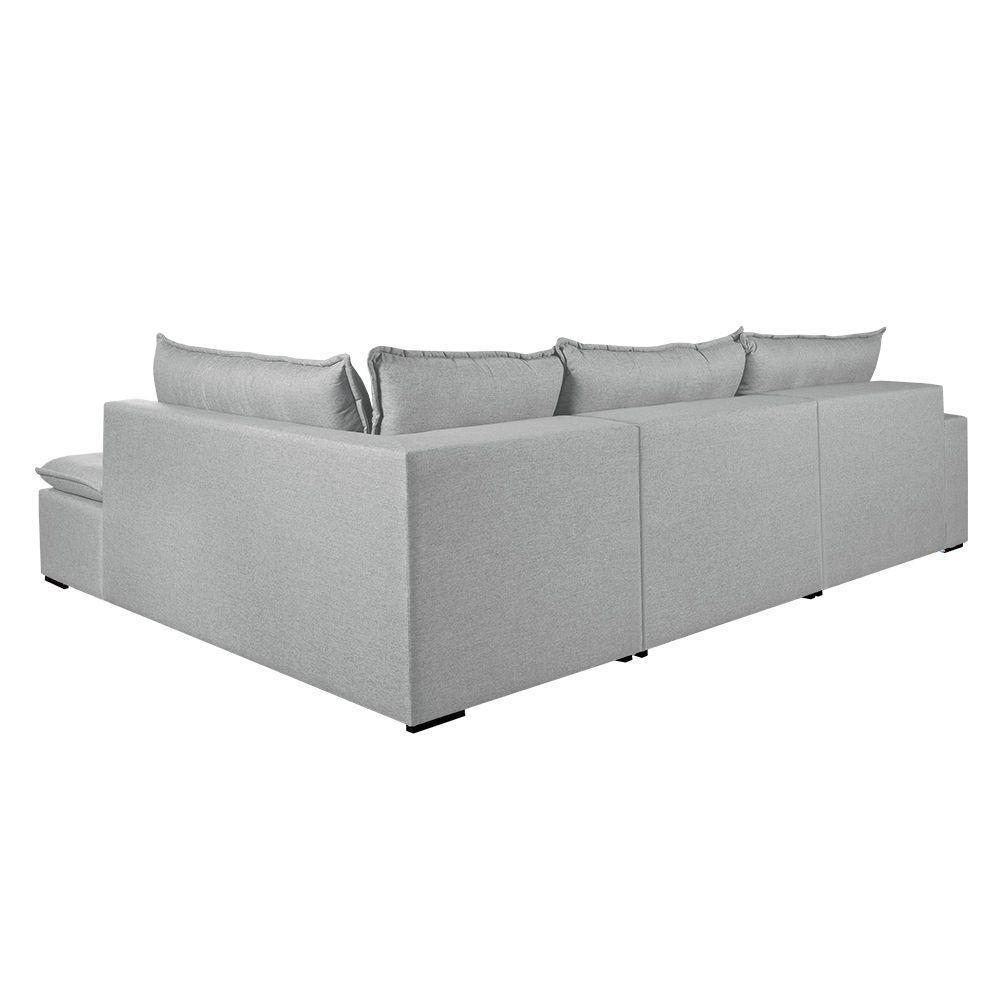 Sofá Retratil Com Chaise Direita Titan 6 Lugares 3,16m Tecido Linho Cor Gelo 2322 - 5
