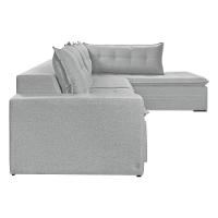 Sofá Retratil Com Chaise Direita Titan 6 Lugares 3,16m Tecido Linho Cor Gelo 2322