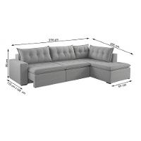 Sofá Retratil Com Chaise Direita Titan 6 Lugares 3,16m Tecido Linho Cor Gelo 2322 - 9