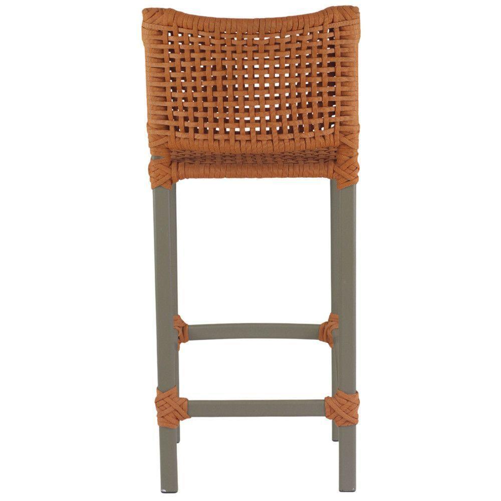 Banqueta Haiti Corda Náutica Alumínio Trama Original Terra Cota - 2