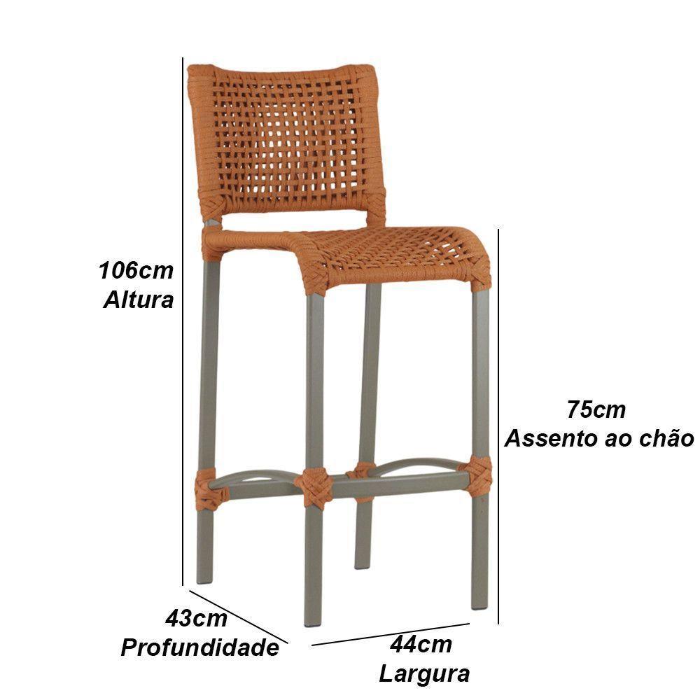 Banqueta Haiti Corda Náutica Alumínio Trama Original Terra Cota - 5