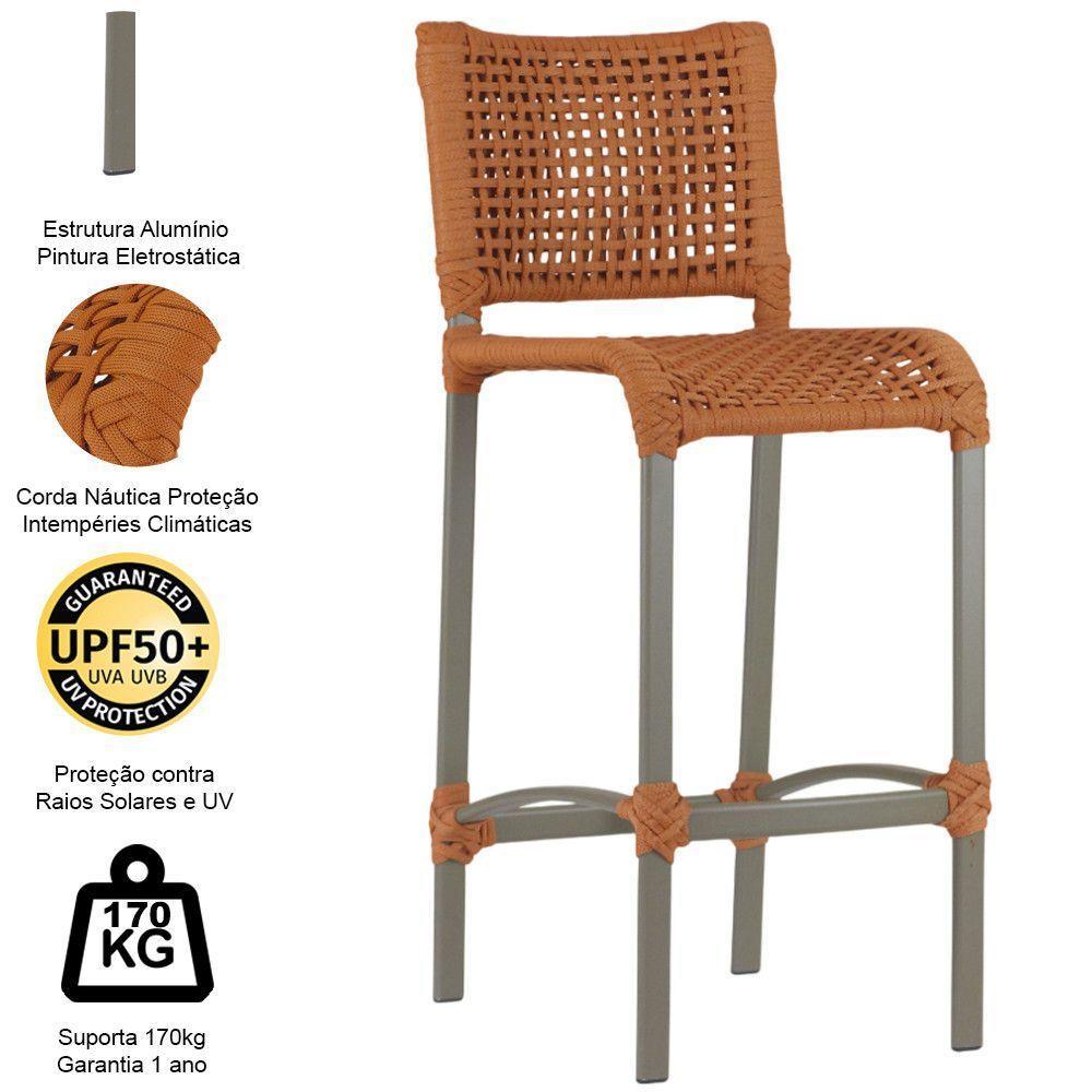 Banqueta Haiti Corda Náutica Alumínio Trama Original Terra Cota - 6