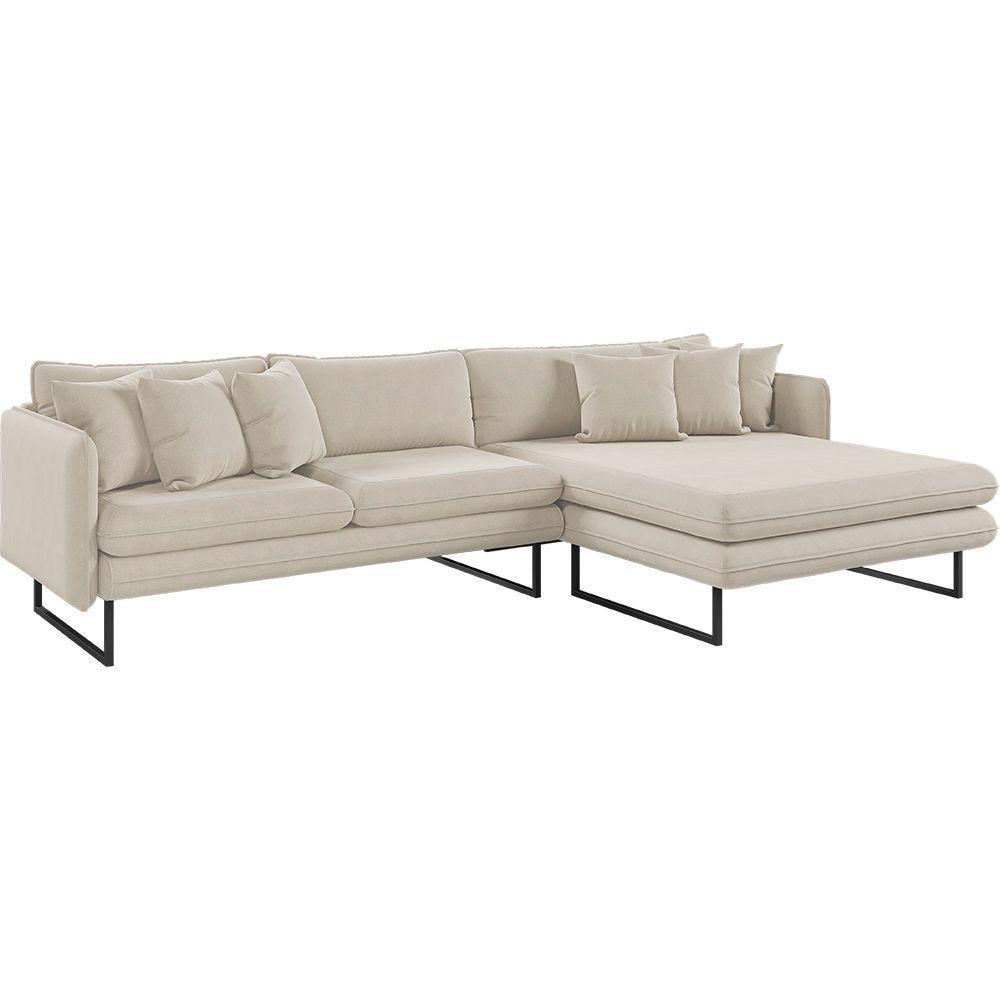Sofá Jade Com Chaise Lateral Direita 2,84m Em Linho Cor Cru 2520 - 4
