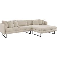 Sofá Jade Com Chaise Lateral Direita 2,84m Em Linho Cor Cru 2520