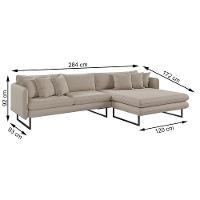 Sofá Jade Com Chaise Lateral Direita 2,84m Em Linho Cor Cru 2520 - 5