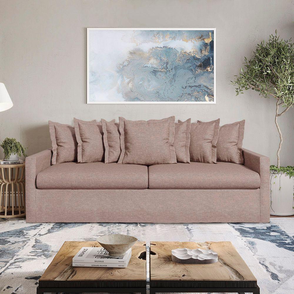 Sofá Living Laguna 2,20m Com Capa Removível Lavável Cor Bege Escuro 2253 - 1