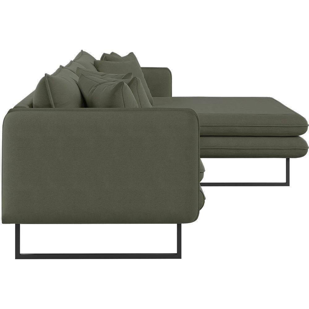 Sofá Jade Com Chaise Lateral Direita 2,84m Em Linho Cor Verde 2562 - 5
