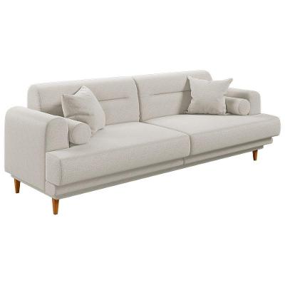 Sofá Living Coimbra 2,20m Em Linho Pés Em Madeira Cor Bege 2340