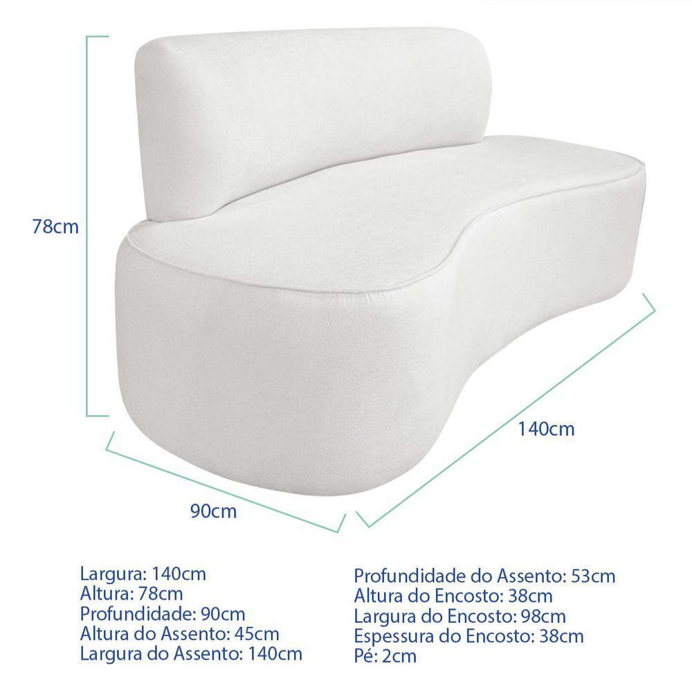 Kit Recamier Curvo Amsterdã 140cm E 2 Poltronas Amore Luxo Bouclé Cor Branco - 10